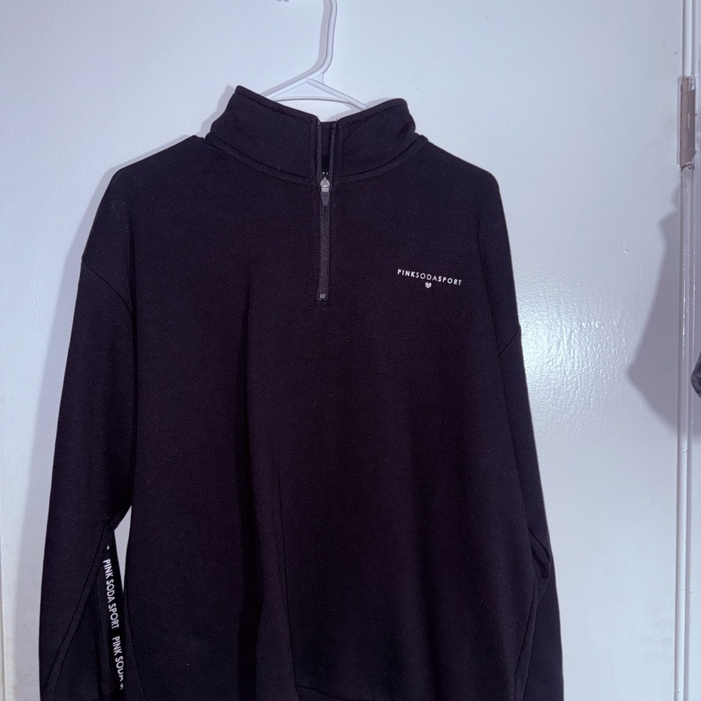 Black Mock Neck Sweatshirt with Logo Tape - Picture 4 of 5